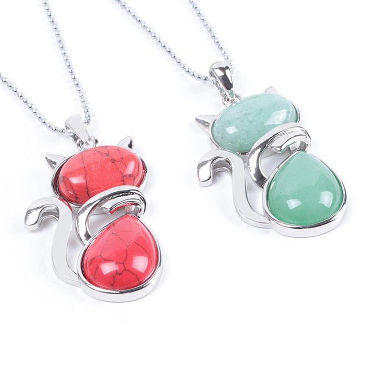 Buddha Stones Cat Pattern Natural Crystal Protection Necklace Pendant - image 25