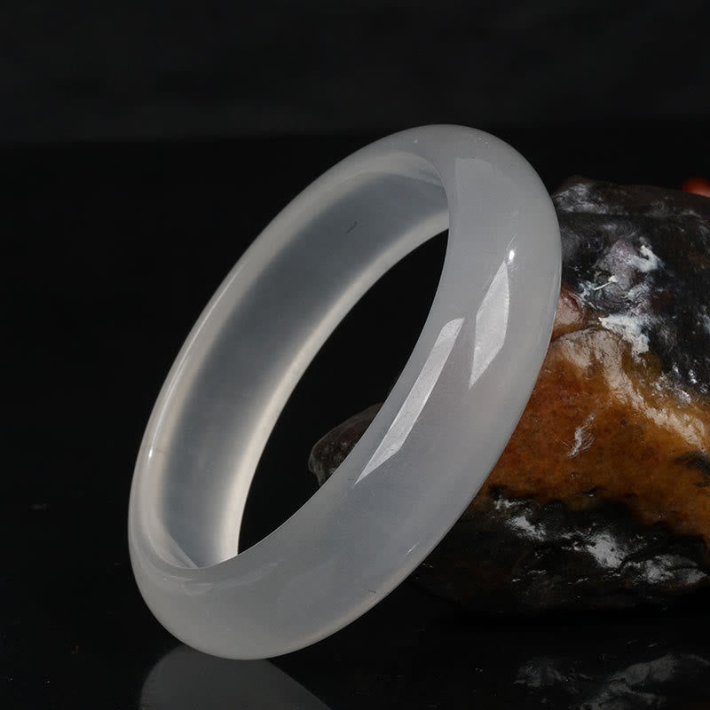 Natural Translucent Golden Silk Jade Wealth Luck Bracelet Bangle - Translucent White - 62mm - image 2