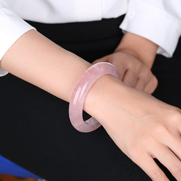 Buddha Stones  Natural Rose Quartz Love Caring Bracelet Bangle - image 4
