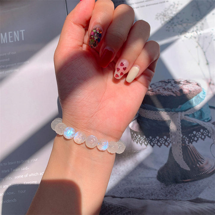 Buddha Stones Natural Moonstone Lotus Love Bracelet - image 3
