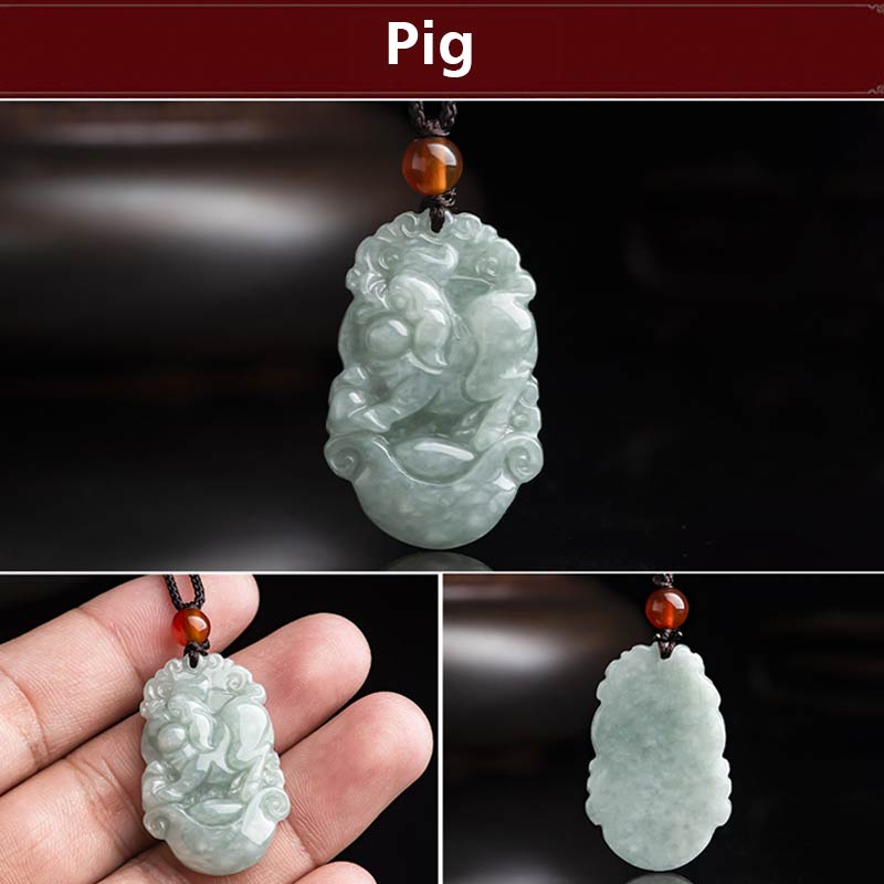 Natural Jade 12 Chinese Zodiac Sucess Pendant Necklace - image 18