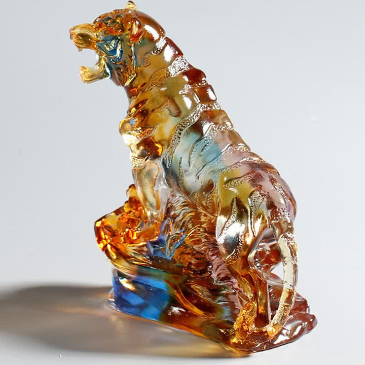 Handmade Liuli Crystal Tiger Art Piece Protection Home Decoration - image 3