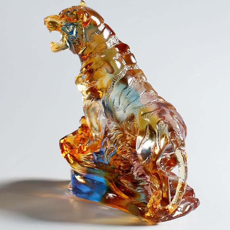 Handmade Liuli Crystal Tiger Art Piece Protection Home Decoration - image 3