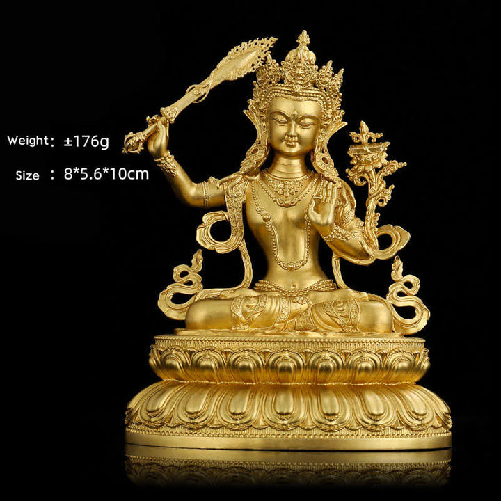 Shakyamuni Amitabha Medicine Buddha Figurine Serenity Copper Statue Home Decoration - 10 cm Manjushri Bodhisattva - image 9