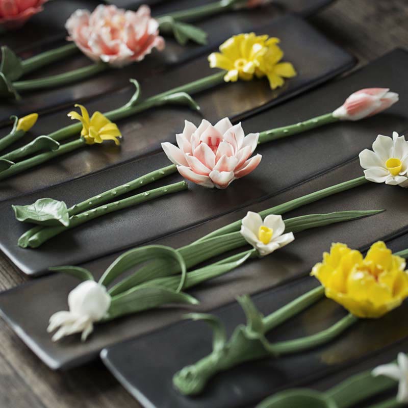 Lotus Peony Rose Flower Ceramic Spiritual Incense Burner - image 2