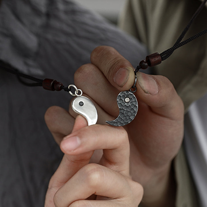 990 Sterling Silver Yin Yang Balance Harmony Necklace Pendant - image 4