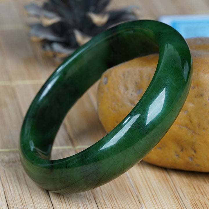 Natural Hetian Cyan Jade Happiness Success Bracelet Bangle - 58mm - image 4