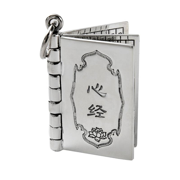 990 Sterling Silver Heart Sutra Great Compassion Shurangama Mantra Lotus Vajra Peace Necklace Pendant - image 8