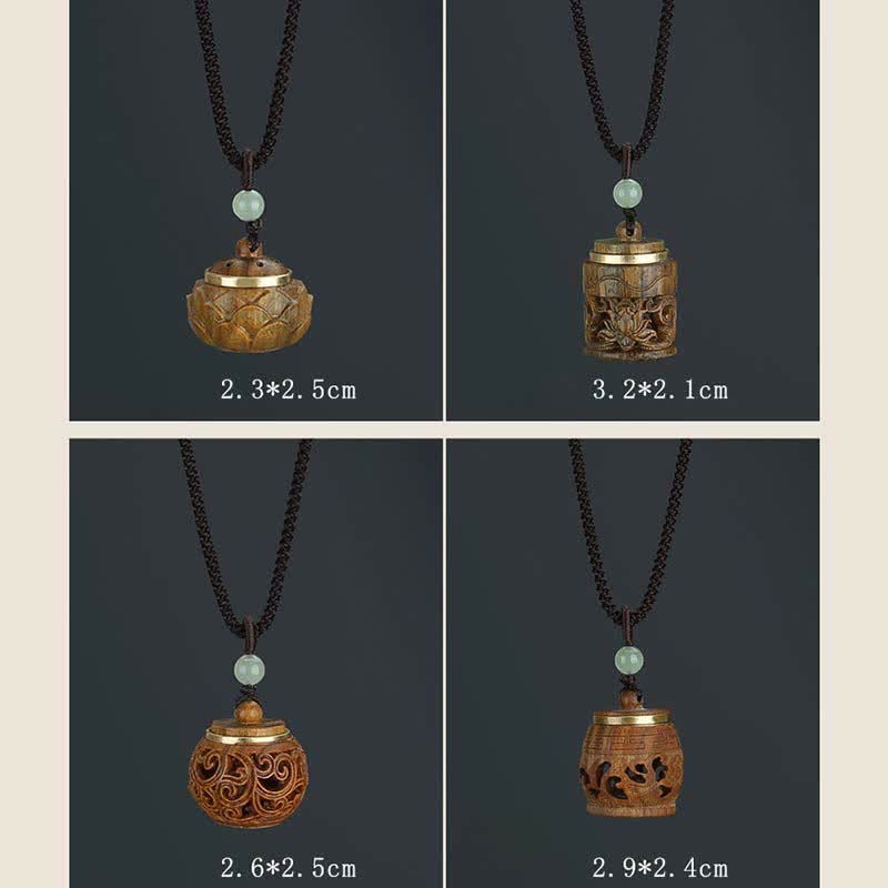 Buddha Stones Tibet Green Sandalwood Rosewood Om Mani Padme Hum Lotus Positive Soothing Necklace Pendant - image 19
