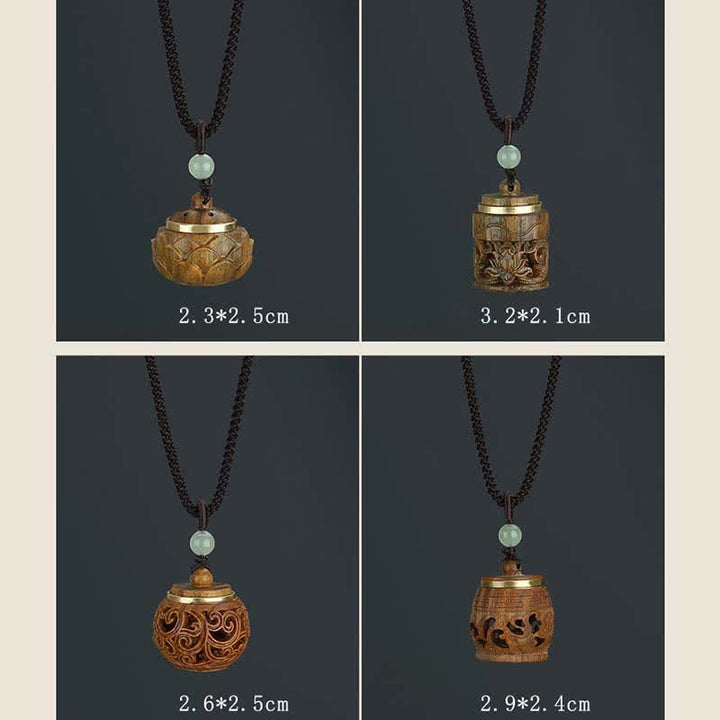Buddha Stones Tibet Green Sandalwood Rosewood Om Mani Padme Hum Lotus Positive Soothing Necklace Pendant - image 19