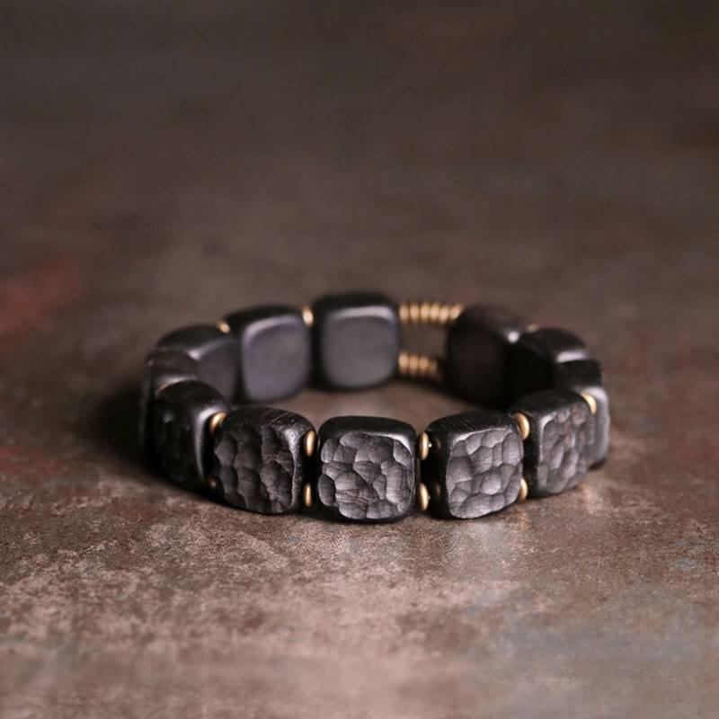 Buddha Stones Retro Ebony Wood Texture Style Copper Peace Balance Bracelet - image 4