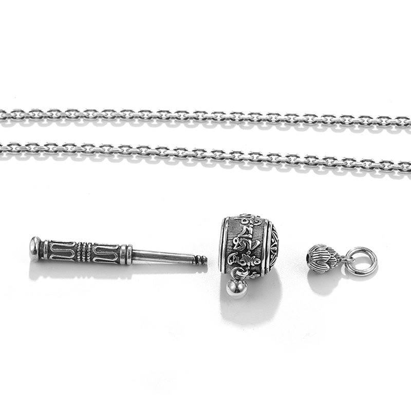 Buddha Stones Tibetan Om Mani Padme Hum Prayer Wheel Lotus Wisdom Rotatable Necklace Pendant - image 8