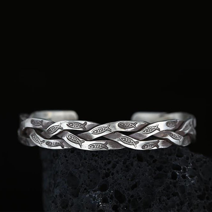Buddha Stones Koi Fish Twisted Design Luck Wealth Cuff Bracelet Bangle - image 10