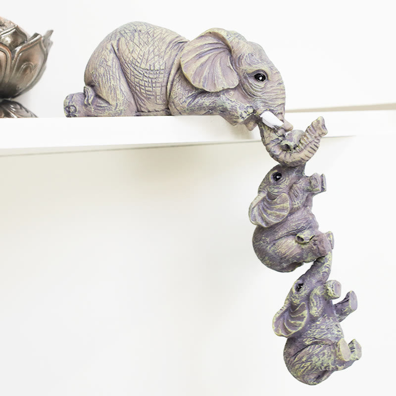 Buddha Stones 3pcs Feng Shui Elephant Sitter Figurines Wealth Figurine Home Decoration - image 0