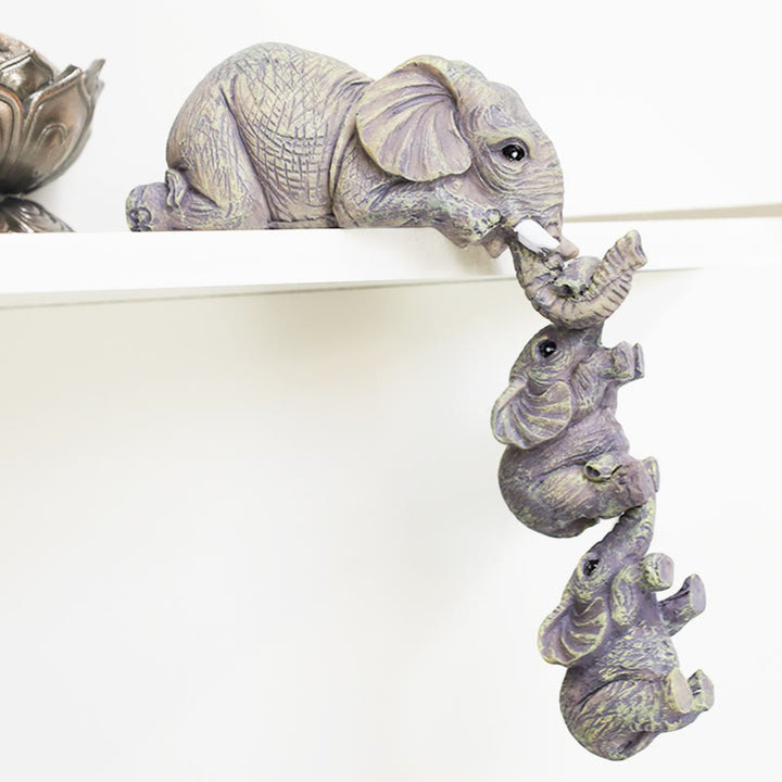 Buddha Stones 3pcs Feng Shui Elephant Sitter Figurines Wealth Figurine Home Decoration - image 0