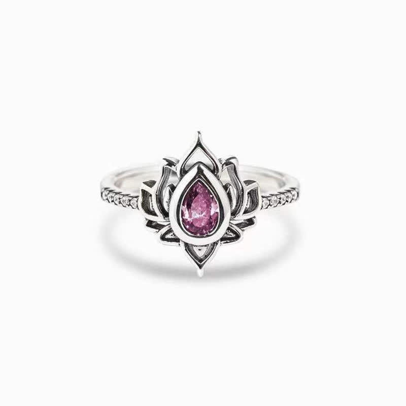 Buddha Stones Sterling Silver Lotus Zircon Blessing Protection Ring - MediumVioletRed - US12 - image 20