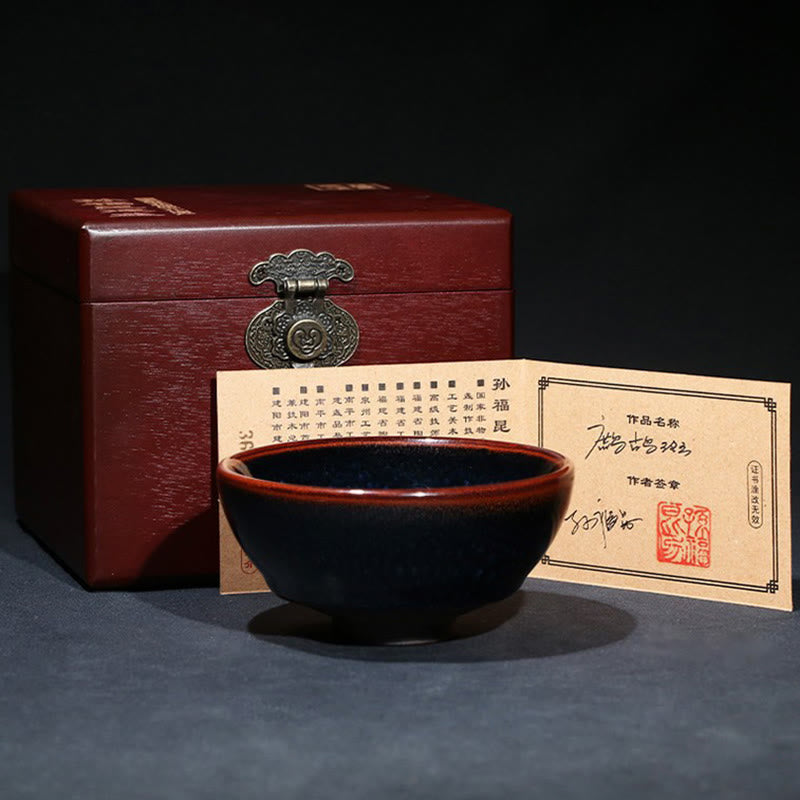 Buddha Stones Handmade Blue Francolinus Spot Chinese Jianzhan Ceramic Teacup Kung Fu Tea Cup Bowl - image 15