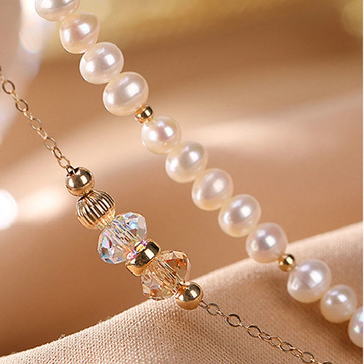 Buddha Stones 925 Sterling Silver Plated 14k Gold Natural Pearl Crystal Healing Double Layer Bracelet - image 4