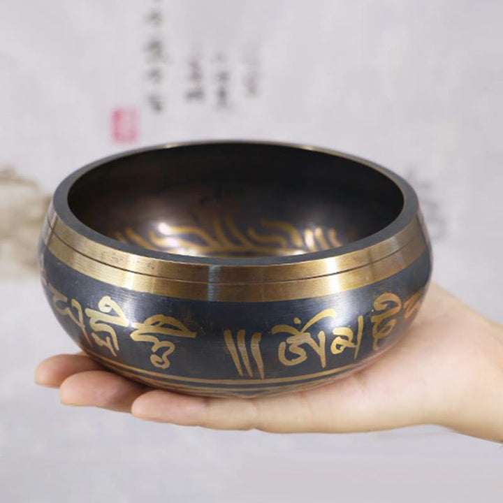 Buddha Stones Tibetan Meditation Bowl for Healing and Mindfulness Om Mani Padme Hum Singing Bowl - image 9