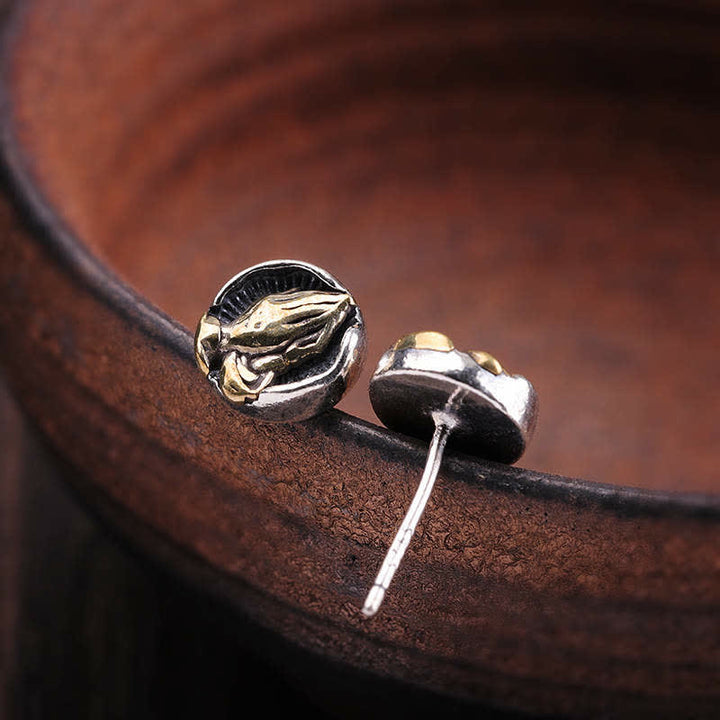 925 Sterling Silver Namaste Equality Stud Earrings - image 5