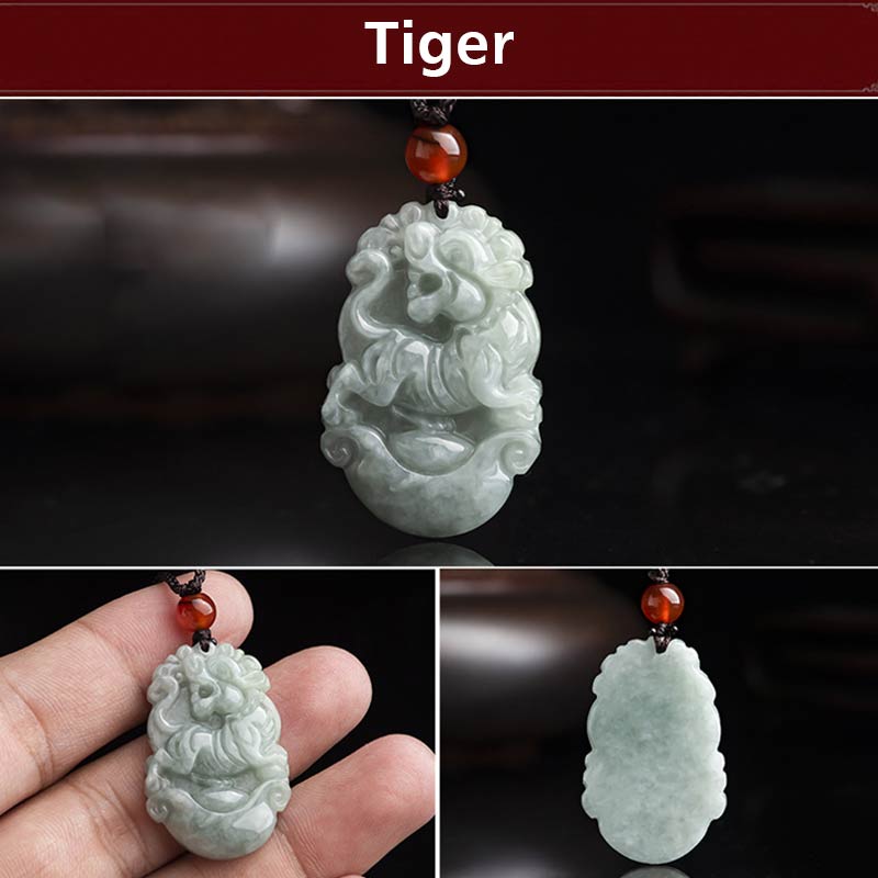 Natural Jade 12 Chinese Zodiac Sucess Pendant Necklace - image 9