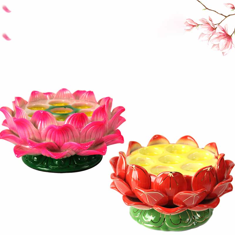Meditation Prayer Altar Lotus Flower Candle Holder Buddhist Temple Rituals Use Items - image 1