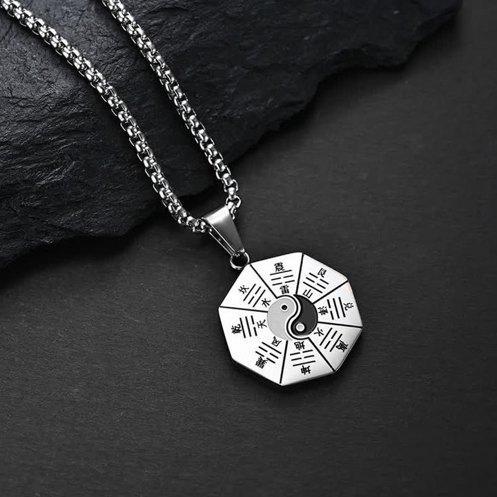 Bagua Yin Yang Titanium Steel Balance Necklace Pendant - Silver - image 6