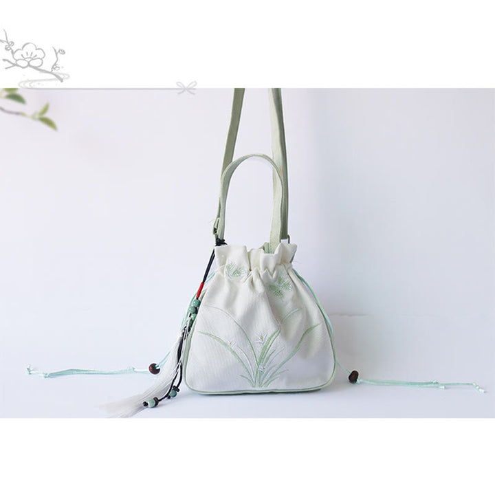 Buddha Stones Handmade Embroidered Flowers Canvas Tote Shoulder Bag Handbag - image 17