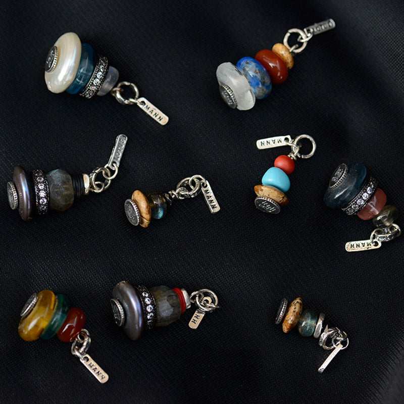 Buddha Stones Zen Cairn Labradorite Various Crystals Calm Pendant Necklace - image 6