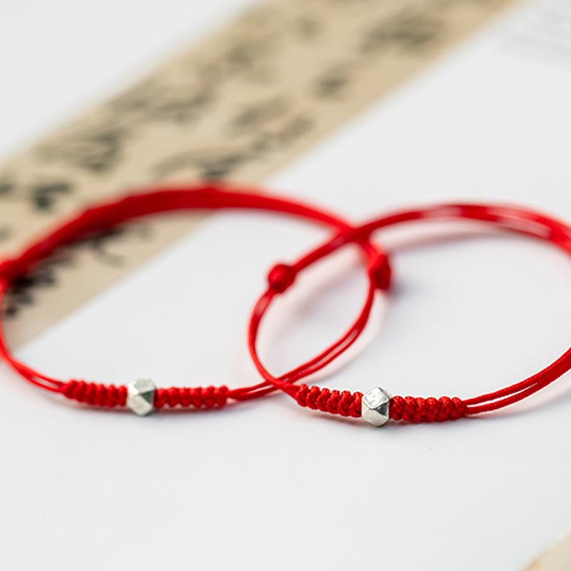 Buddha Stones 925 Sterling Silver Luck Bead Protection Red String Thin Cord Braided Bracelet - image 13