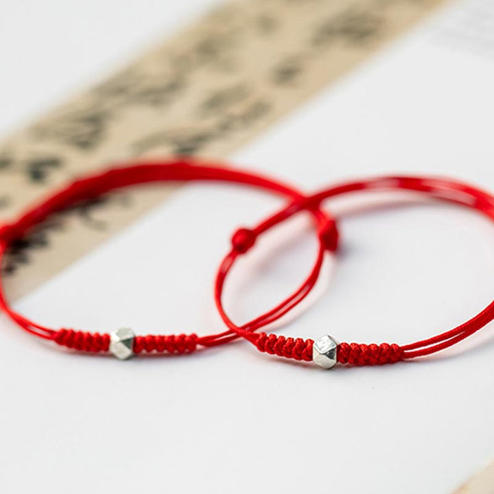 Buddha Stones 925 Sterling Silver Luck Bead Protection Red String Thin Cord Braided Bracelet - image 13