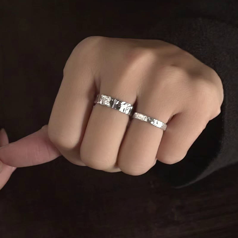 925 Sterling Silver Simple Design Blessing Couple Ring - image 11