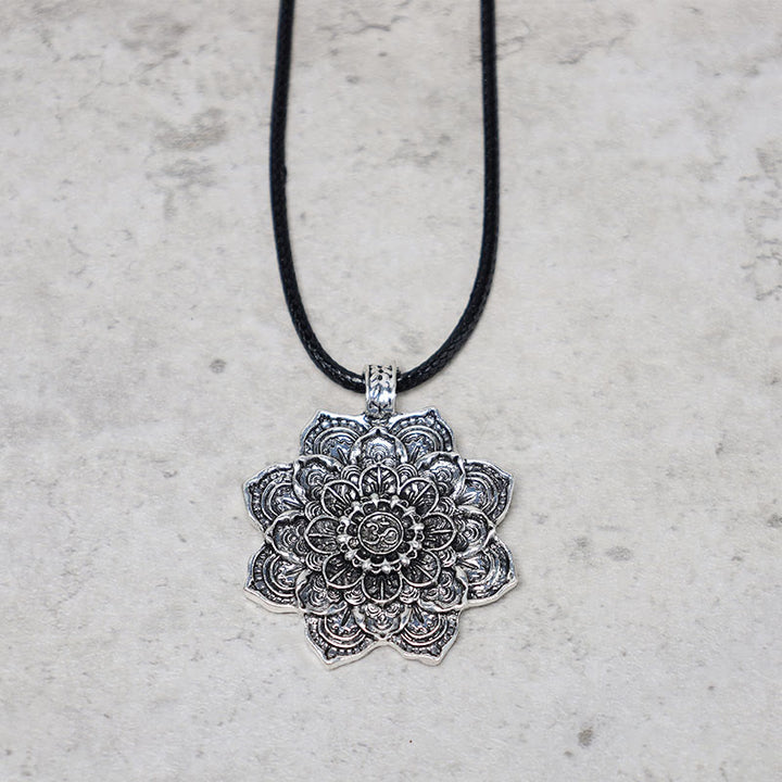 Buddha Stones Tibetan Lotus Blessing Necklace Pendant