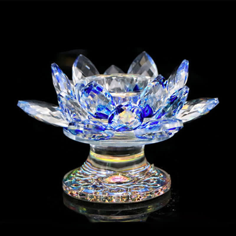 Lotus Flower Crystal Candle Holder Home Office Offering Decoration - image 10