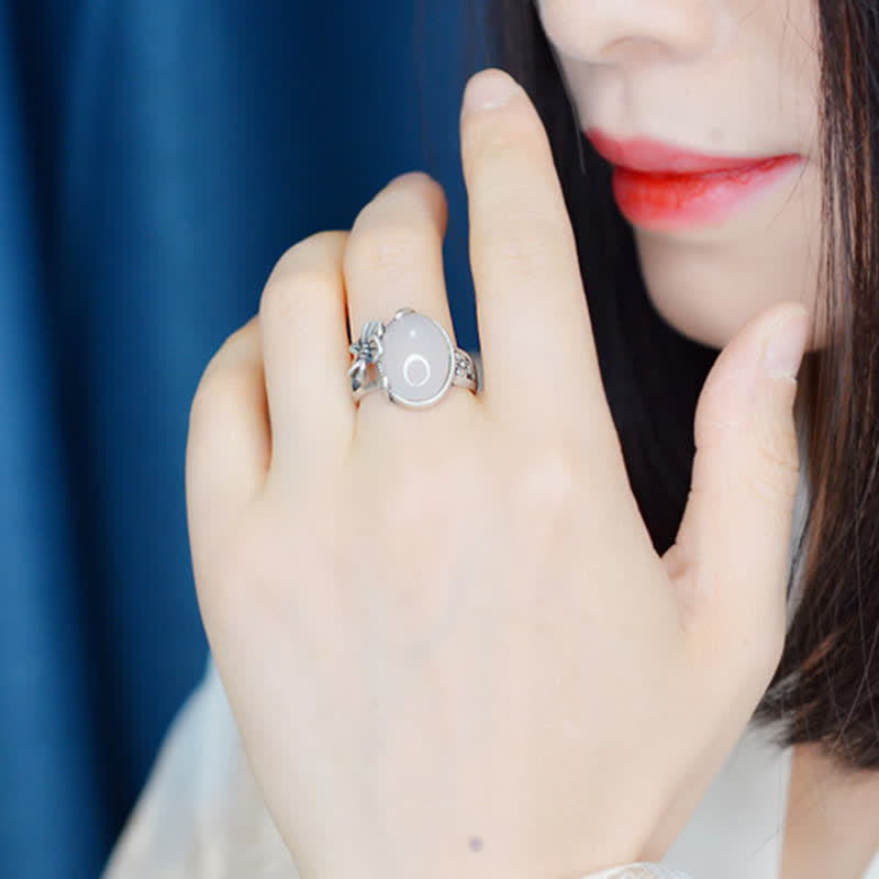 990 Sterling Silver Natural Chalcedony Plum Positive Harmony Ring - image 9