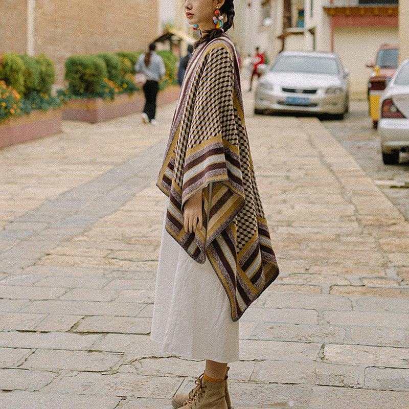 Tibetan Shawl Classic Pattern Winter Cozy Warm Travel Scarf Wrap - image 4