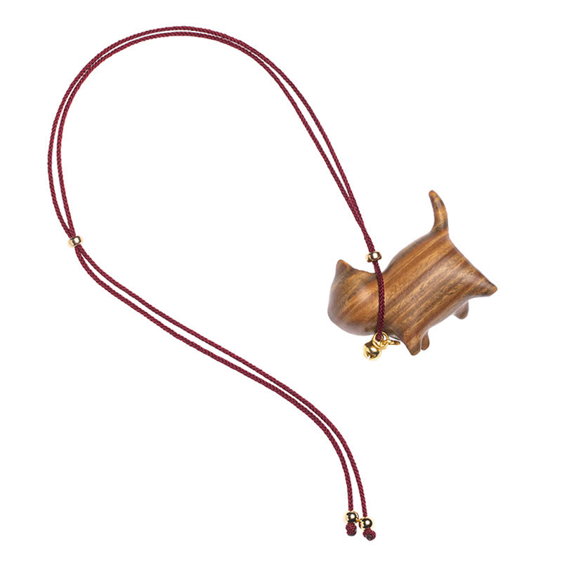 Buddha Stones Ebony Wood Green Sandalwood Lucky Cat Fu Character Lucky Fortune Bell Balance Car Hanging Decoration - image 17