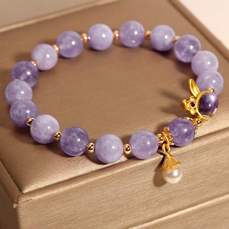 Buddha Stones Natural Purple Jade Rabbit Happiness Bracelet