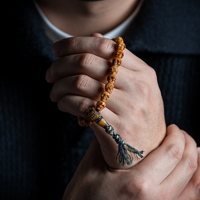 Buddha Stones Tibetan Yak Bone The Lord Of The Corpse Forest Pattern Strength Bracelet