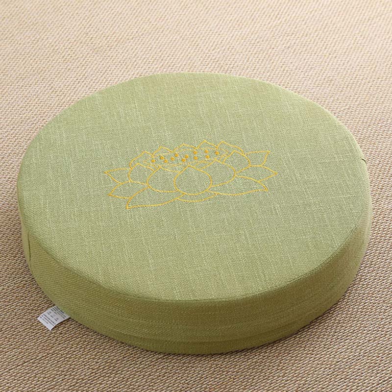 Lotus Embroidery Cotton Linen Meditation Seat Cushion - Soft - 40cm*10cm - LightGreen - image 21