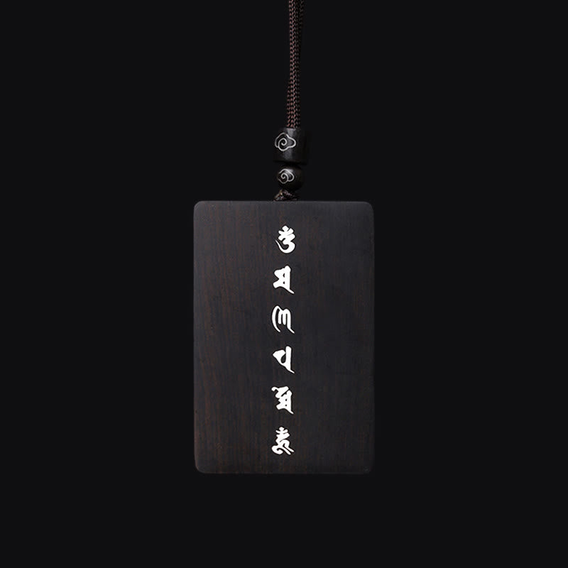 Buddha Stones 999 Sterling Silver Small Leaf Red Sandalwood Ebony Wood Om Mani Padme Hum Inlaid Protection Necklace Pendant - image 15