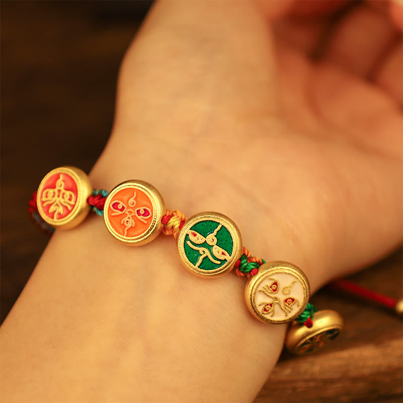 Buddha Stones Tibetan Five God Of Wealth Colorful Rope Braided Luck Bracelet