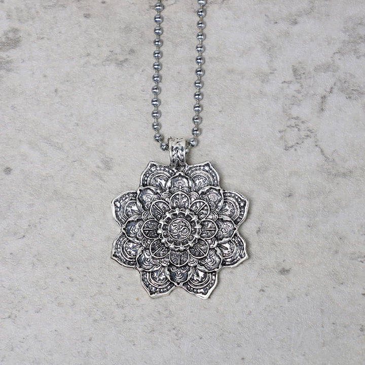 Buddha Stones Tibetan Lotus Blessing Necklace Pendant