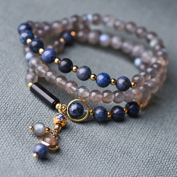 Buddha Stones Moonstone Lazurite Lapis Lazuli Calm Healing Positive Bracelet - image 13