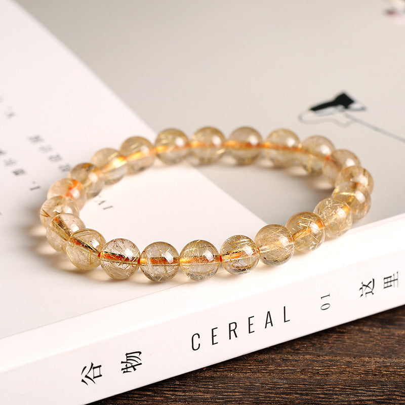 Buddha Stones Natural Rutilated Quartz Auspiciousness Protection Bracelet - image 1