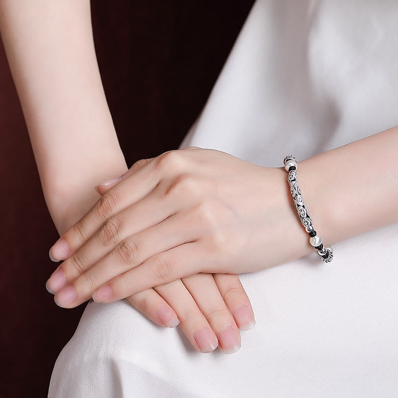 Buddha Stones Tibet Handmade Copper 999 Sterling Silver Auspicious Cloud Wealth String Bracelet - image 17