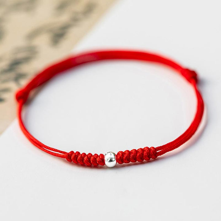Buddha Stones 925 Sterling Silver Luck Bead Protection Red String Thin Cord Braided Bracelet - Round Bead - Red(Wrist Circumference 14-18cm) - image 16