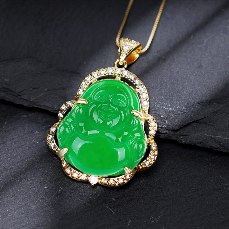 Buddha Stones Good Luck Laughing Buddha Necklace - image 3