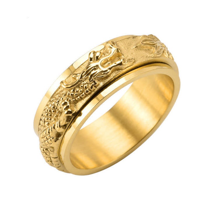 Buddha Stones Dragon Titanium Steel Stimulation Rotatable Ring - image 12