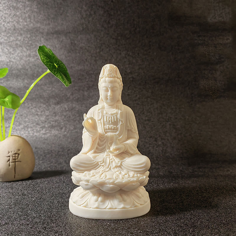 Buddha Stones Mini Ivory Fruit Tathagata Buddha Lotus Kwan Yin Avalokitesvara Manjusri Samantabhadra Serenity Desk Decoration